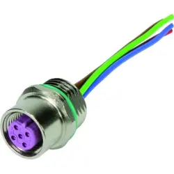 Panel socket, M12, 4 pole, screw locking, straight, 21033386405