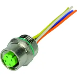 Panel socket, M12, 4 pole, screw locking, straight, 21033712403