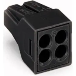 Cable connector, 1 pole, 0.75-2.5 mm², clamping points: 4, black, push-in wire connection, 24 A, 773-514