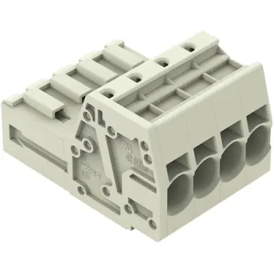 Pin header, 4 pole, pitch 5 mm, straight, light gray, 831-3204 - 1