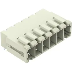 Pin header, 6 pole, pitch 7.62 mm, angled, light gray, 831-3626