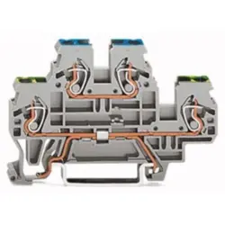 Double level terminal, spring-clamp connection, 0.08-2.5 mm², 2 pole, 24 A, 6 kV, gray, 870-527