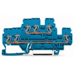 3-wire double level terminal block, spring-clamp connection, 0.08-2.5 mm², 2 pole, 24 A, 6 kV, blue, 870-534