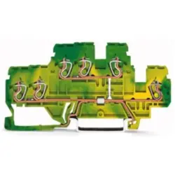 3-wire double level terminal block, spring-clamp connection, 0.08-2.5 mm², 2 pole, 24 A, 6 kV, yellow/green, 870-537