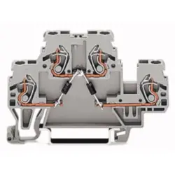 Double-decker component terminal with resistor 2K7 and 10K0, spring-clamp connection, 0.08-2.5 mm², 2 pole, 0.5 A, gray, 870-541/281-872