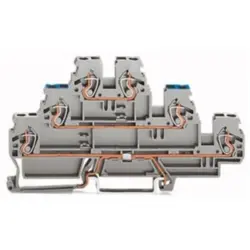 Shield conductor/feed-through/feed-through terminal block, spring-clamp connection, 0.08-2.5 mm², 3 pole, 24 A, 6 kV, gray, 870-558