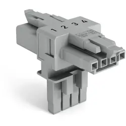 T connector, 4 pole, gray, 890-1631