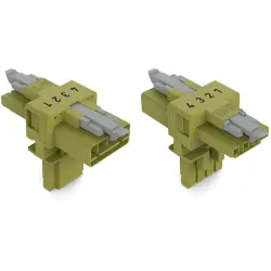 T connector, 4 pole, light green, 890-1632