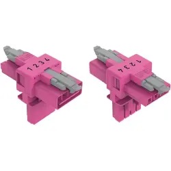 T connector, 4 pole, pink, 890-1633