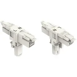 T connector, 2 pole, white, 890-1656