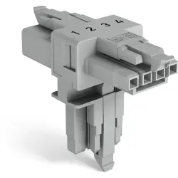 T connector, 4 pole, gray, 890-1731
