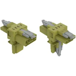 T connector, 4 pole, light green, 890-1732