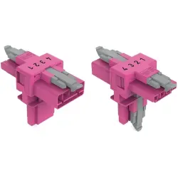 T connector, 4 pole, pink, 890-1733