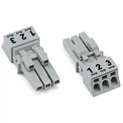 Socket, 3 pole, push-in, 0.25-1.5 mm², gray, 890-243
