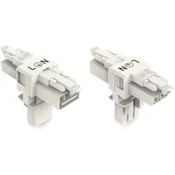 T connector, 3 pole, white, 890-656