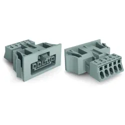 Socket, 5 pole, snap-in, push-in, 0.25-1.5 mm², gray, 890-745