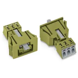 Socket, 3 pole, snap-in, push-in, 0.25-1.5 mm², light green, 890-763