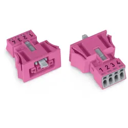 Socket, 4 pole, snap-in, push-in, 0.25-1.5 mm², pink, 890-784