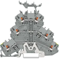 Protective conductor/feed-through/feed-through terminal block, spring-clamp connection, 0.14-1.5 mm², 3 pole, gray, 2200-3257