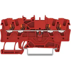4-wire feed-through terminal, spring-clamp connection, 0.25-2.5 mm², 1 pole, 17.5 A, 8 kV, red, 2201-1403