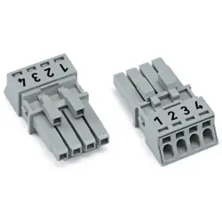 Socket, 4 pole, push-in, 1.5 mm², gray, 890-244