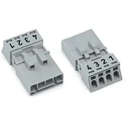Plug, 4 pole, push-in, 1.5 mm², gray, 890-254