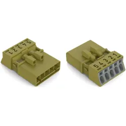 Plug, 5 pole, push-in, 1.5 mm², light green, 890-275
