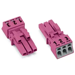 Socket, 3 pole, push-in, 1.5 mm², pink, 890-283
