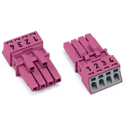 Socket, 4 pole, push-in, 1.5 mm², pink, 890-284