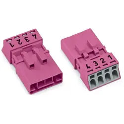 Plug, 4 pole, push-in, 1.5 mm², pink, 890-294