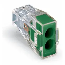 Cable connector, 2 pole, 2.5 mm², clamping points: 2, transparent, push-in wire connection, 24 A, 773-112