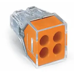 Cable connector, 4 pole, 2.5 mm², clamping points: 4, transparent, push-in wire connection, 24 A, 773-164