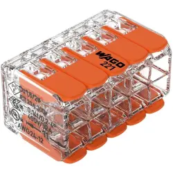 Cable connector, 10 pole, 0.14-4.0 mm², clamping points: 10, transparent/orange, cage clamp, 32 A, 221-420