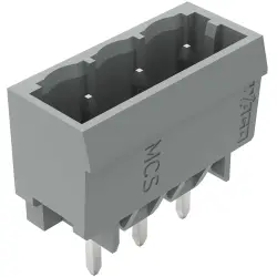 Pin header, 3 pole, pitch 5 mm, straight, gray, 231-133/001-000