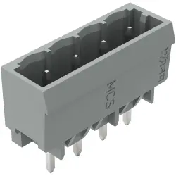 Pin header, 4 pole, pitch 5 mm, straight, gray, 231-134/001-000