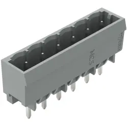Pin header, 6 pole, pitch 5 mm, straight, gray, 231-136/001-000