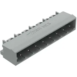 Pin header, 8 pole, pitch 5 mm, angled, gray, 231-438/001-000