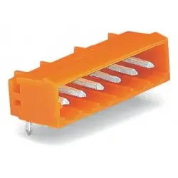 Pin header, 3 pole, pitch 5.08 mm, angled, orange, 231-533/001-000