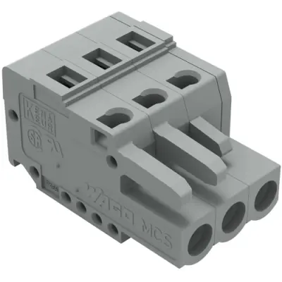 Socket header, 3 pole, pitch 5 mm, angled, gray, 231-103/026-000 - 1
