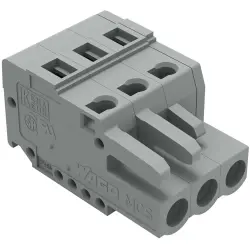 Socket header, 3 pole, pitch 5 mm, angled, gray, 231-103/026-000