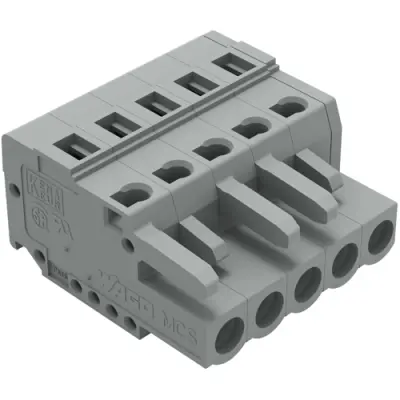 Socket header, 5 pole, pitch 5 mm, angled, gray, 231-105/026-000 - 1