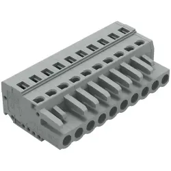 Socket header, 10 pole, pitch 5 mm, angled, gray, 231-110/026-000