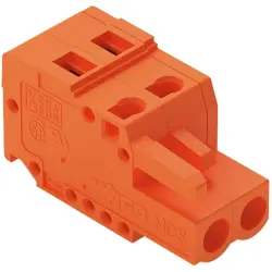 Socket header, 2 pole, pitch 5.08 mm, angled, orange, 231-302/026-000