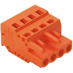 Socket header, 4 pole, pitch 5.08 mm, angled, orange, 231-304/026-000