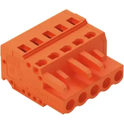 Socket header, 5 pole, pitch 5.08 mm, angled, orange, 231-305/026-000