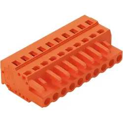 Socket header, 10 pole, pitch 5.08 mm, angled, orange, 231-310/026-000