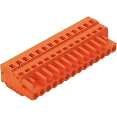 Socket header, 14 pole, pitch 5.08 mm, angled, orange, 231-314/026-000 - 1