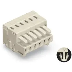 Socket header, 6 pole, pitch 3.5 mm, angled, light gray, 734-106