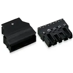 Plug, 5 pole, cable assembly, spring-clamp connection, 0.5-4.0 mm², black, 770-115