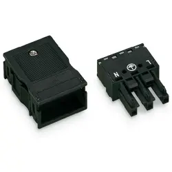 Socket, 3 pole, cable assembly, spring-clamp connection, 0.5-4.0 mm², black, 770-103